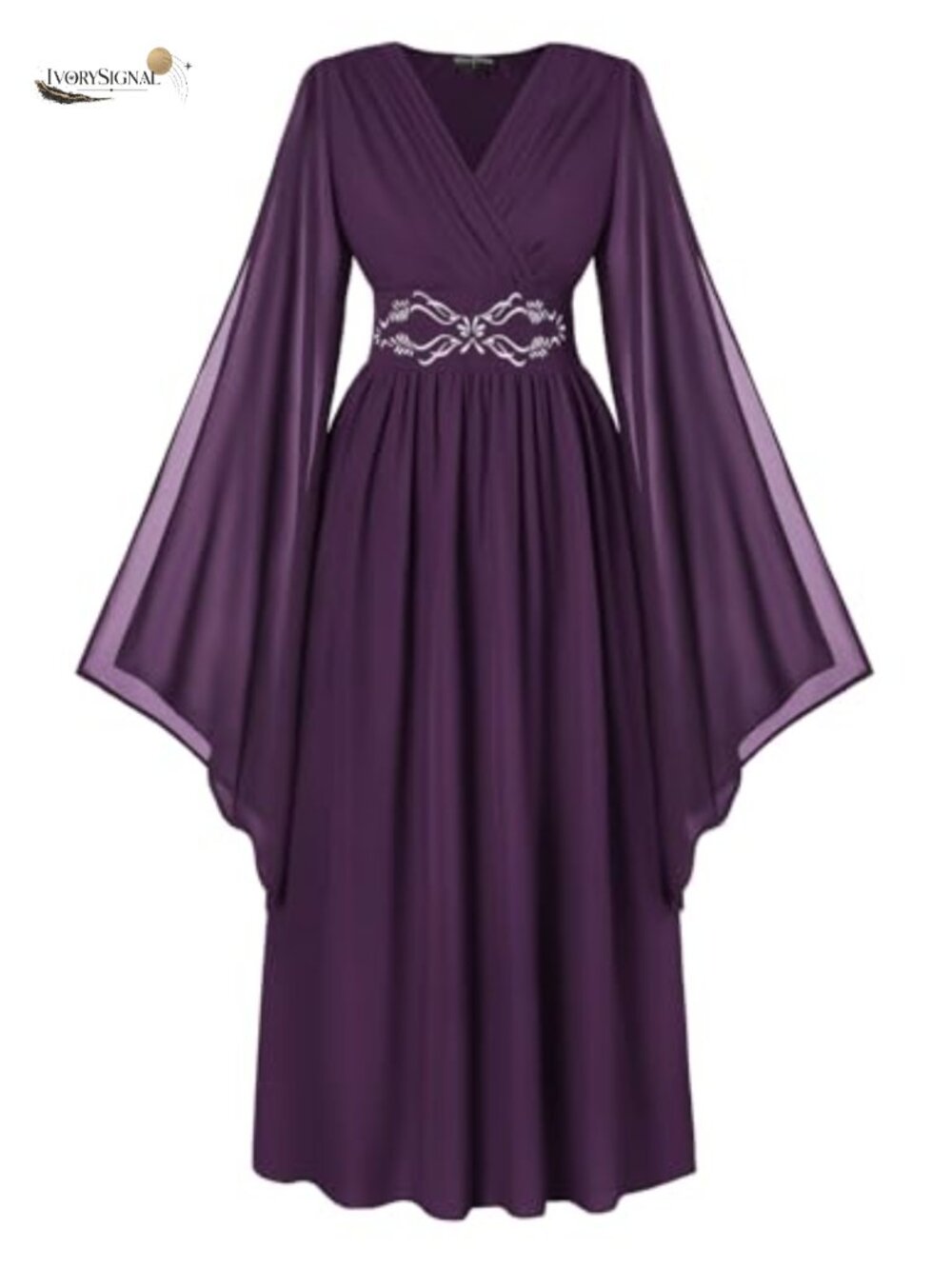 Renaissance Costume Dress Chiffon V-Neck Medieval Maxi